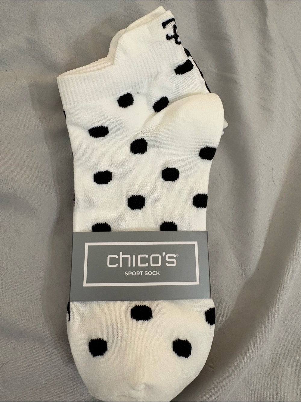 Chico's White Sport Socks with Black Polka Dots